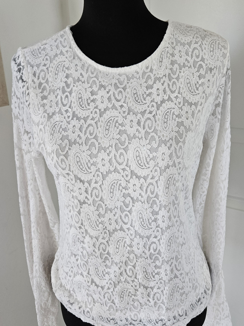 SHEIN White Lace Long Sleeve Top